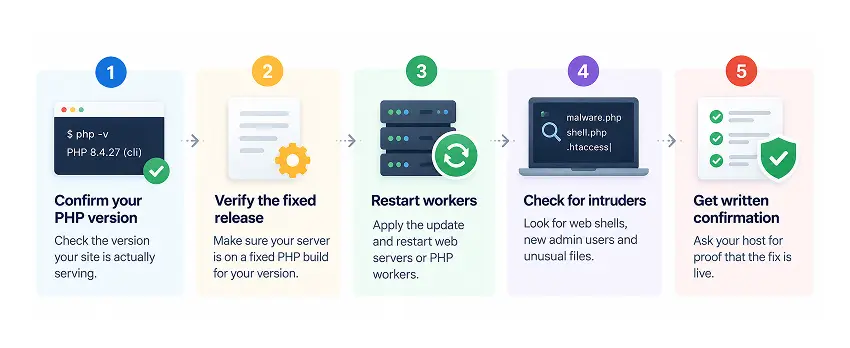 Decision flow showing what to do about PHP2Shell for each PHP version Decision flow showing what to do about PHP2Shell for each PHP version